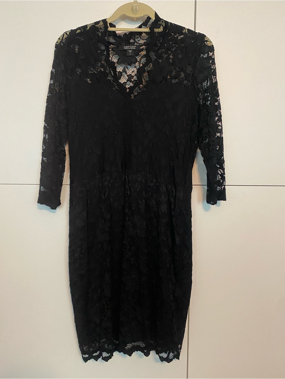 Black Lace V-Neck Dress by Karen Kane L